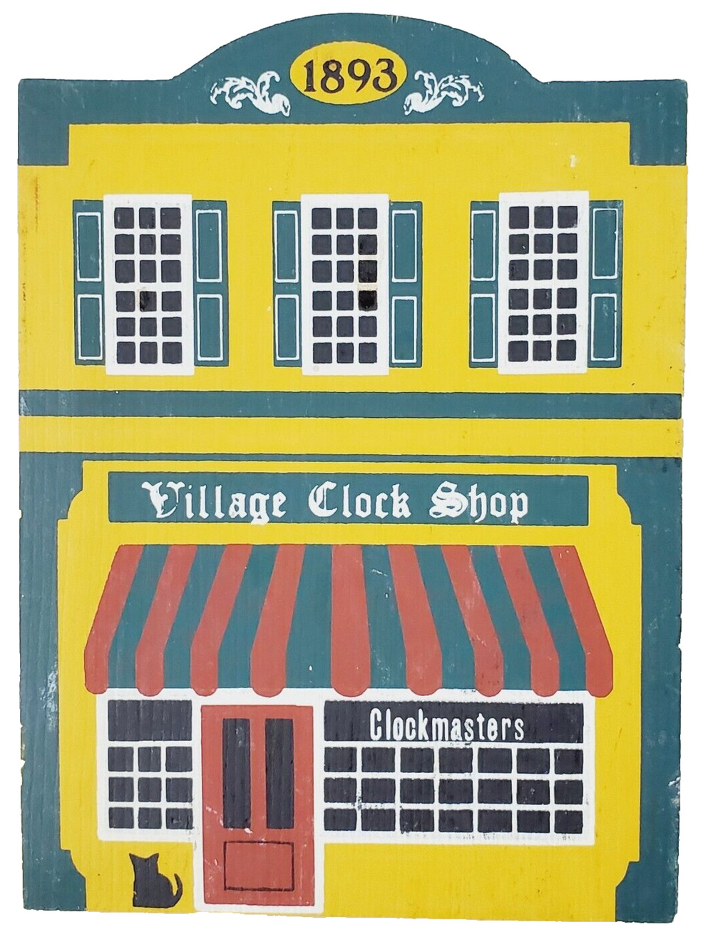The Cat's Meow! Series IV Village 1986 Clock Shop Signed 1989 Gold /Green Home